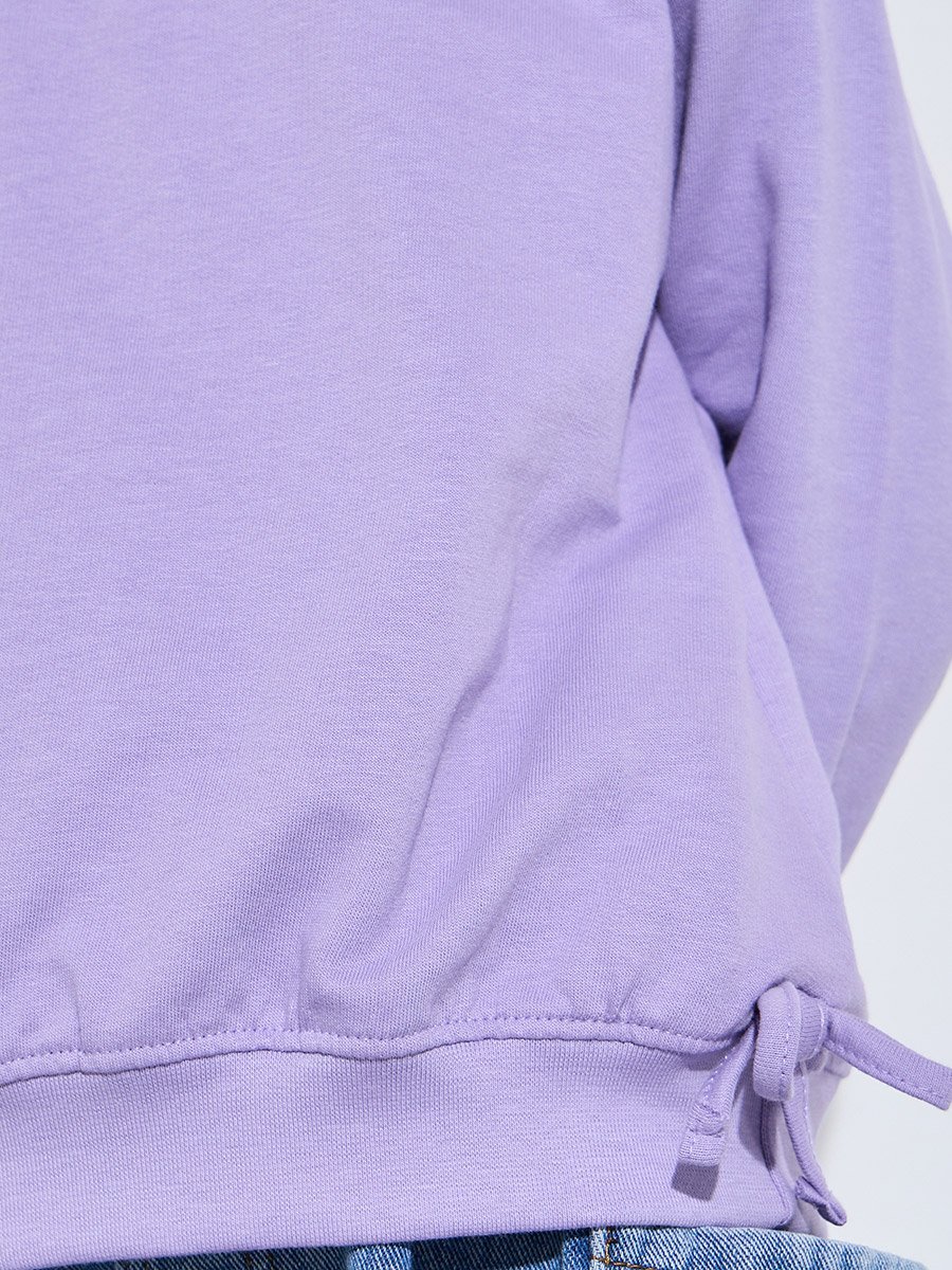 Girls Lilac Solid Side Bow Details Oversized Sweatshirt
