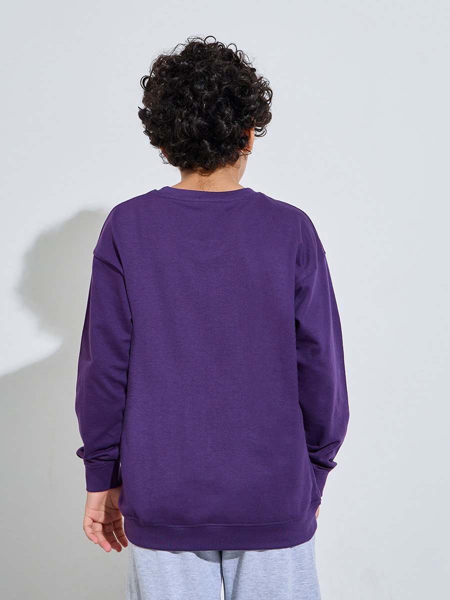 Teen Boys Purple Oversized Graphic Sweatshirt