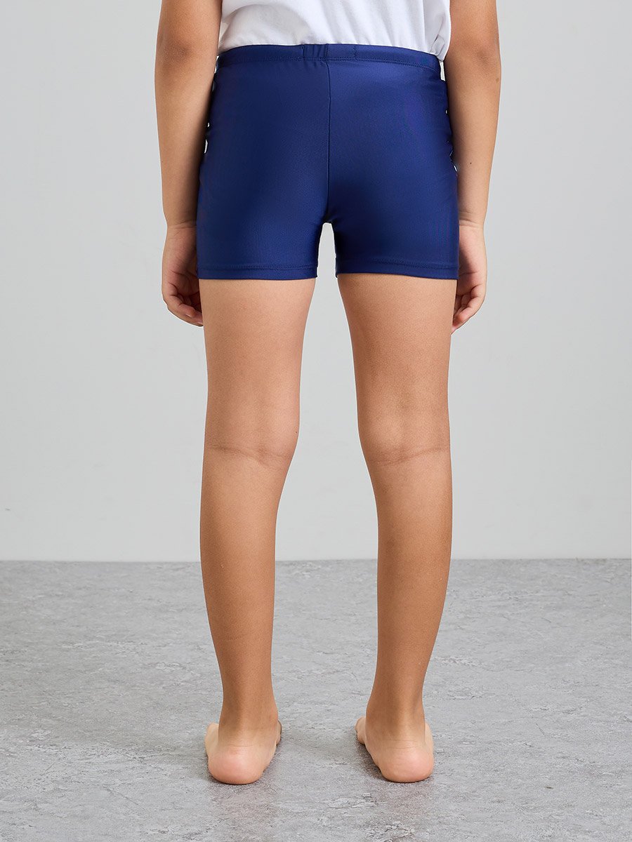 Boys Side Pannel Print Swim Shorts with Cap