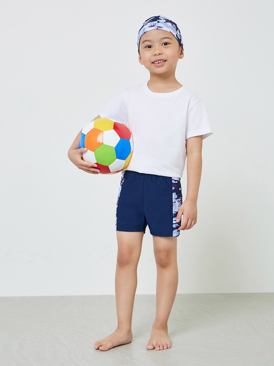 Boys Printed Swim Shorts and Cap Set