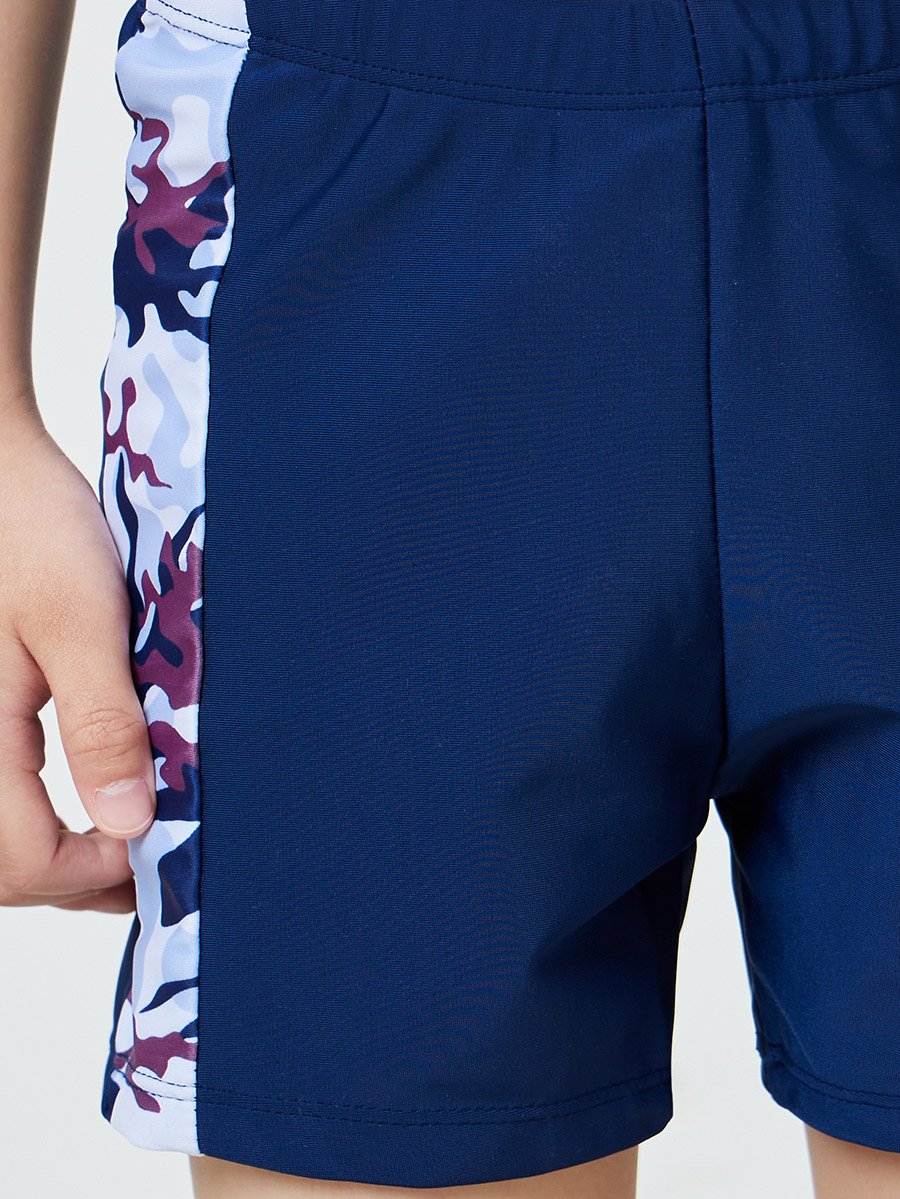 Boys Printed Swim Shorts and Cap Set