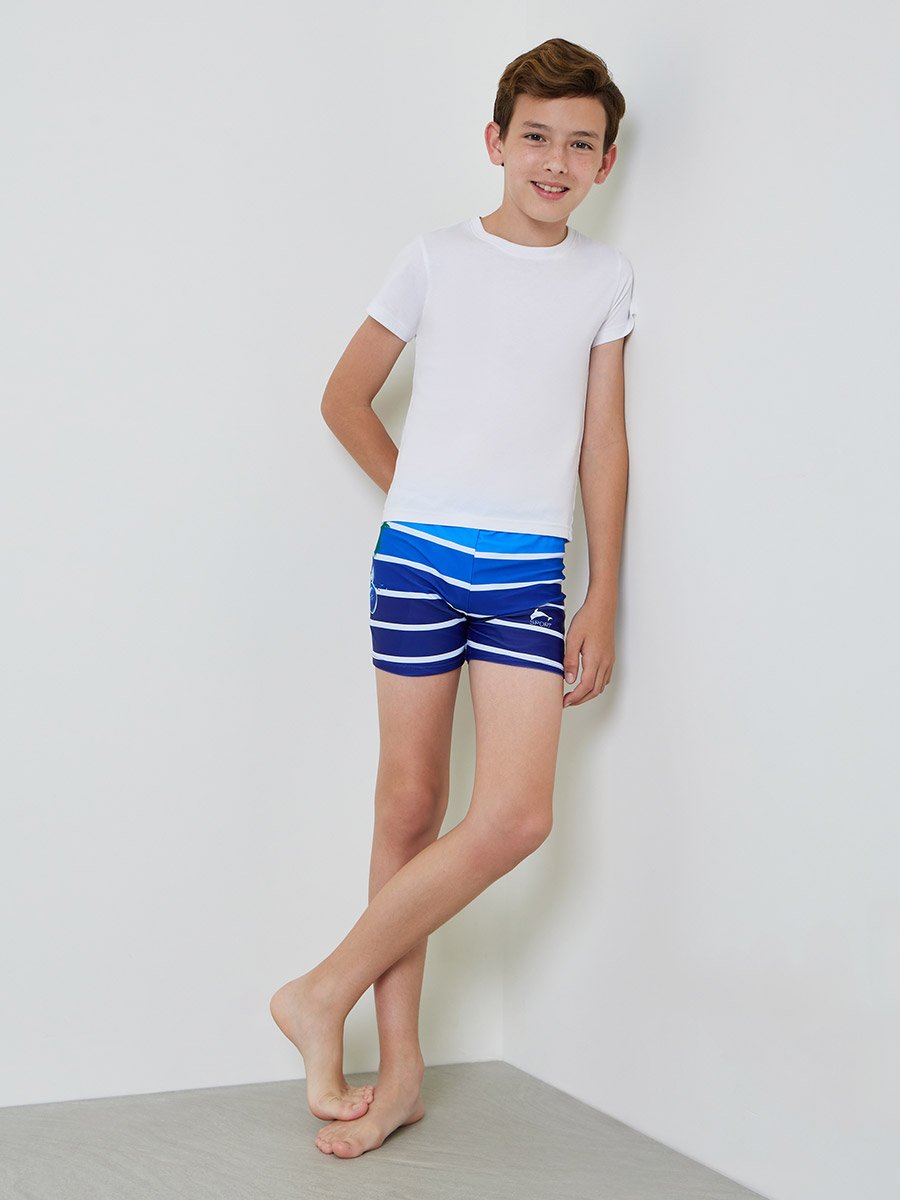 Teen Boys Striped Ombre Swim Trunks