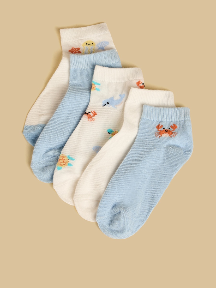 Pack of 5 - Underwater Print Ankle Length Socks
