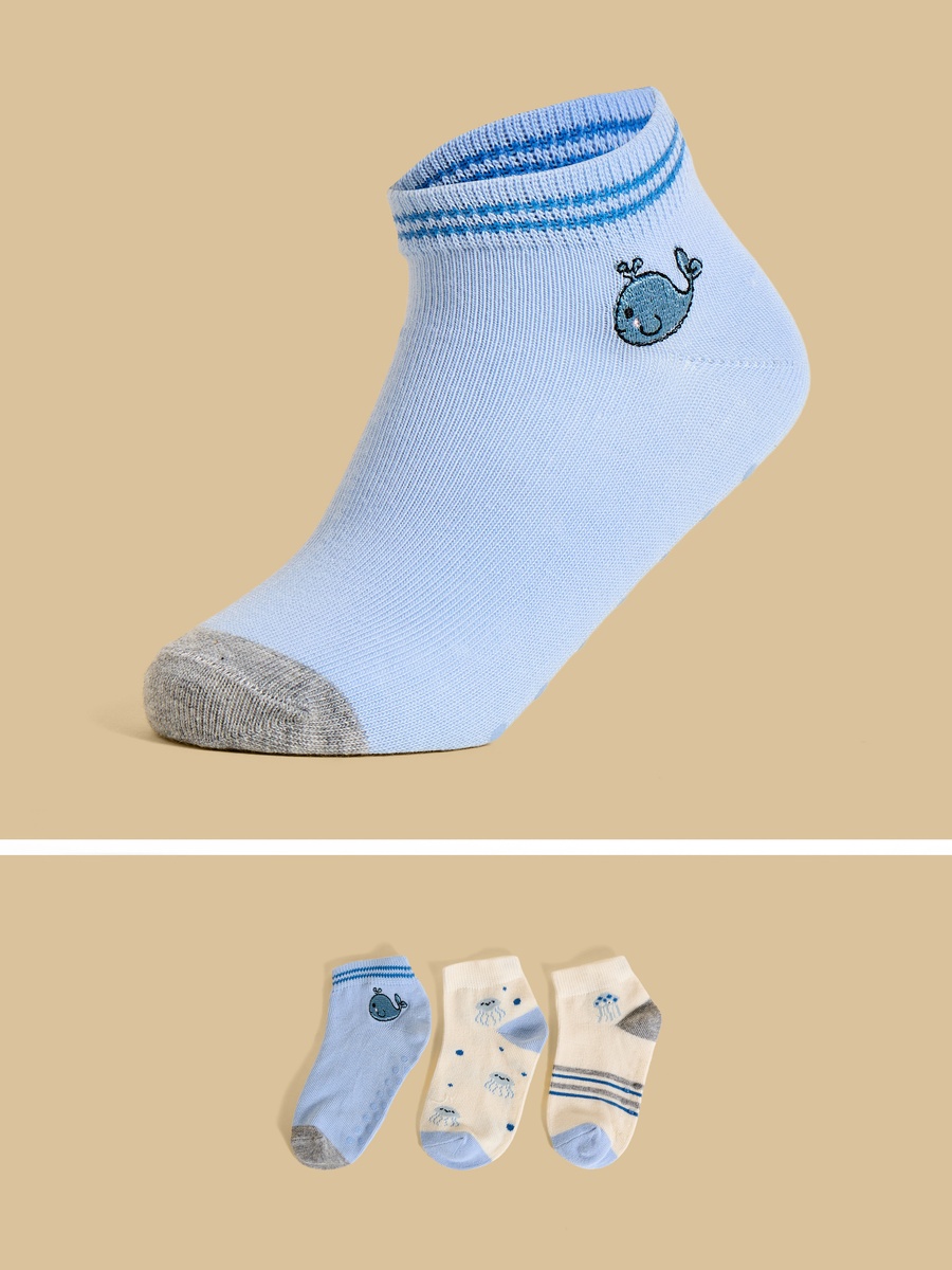 Pack of 3 - Printed Ankle Length Anti-Skid Socks