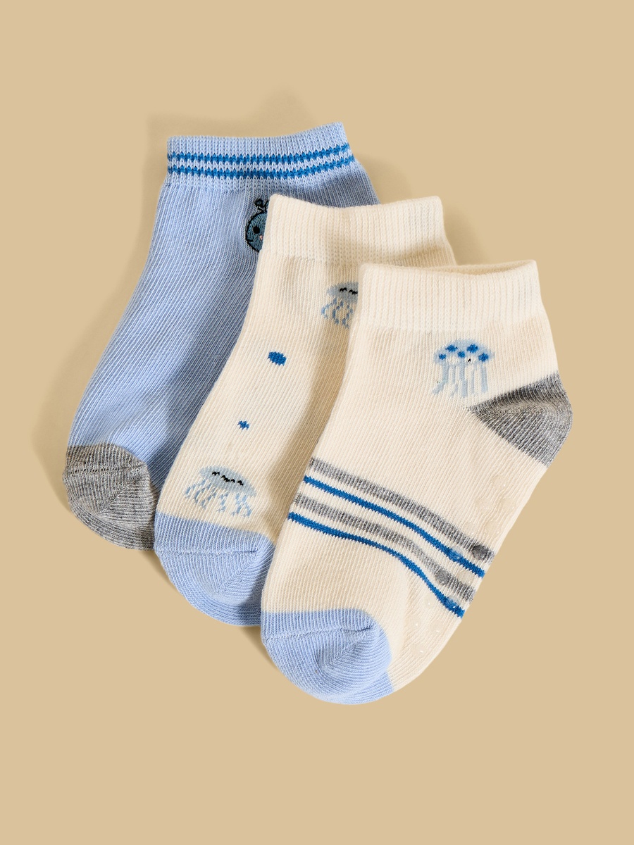 Pack of 3 - Printed Ankle Length Anti-Skid Socks