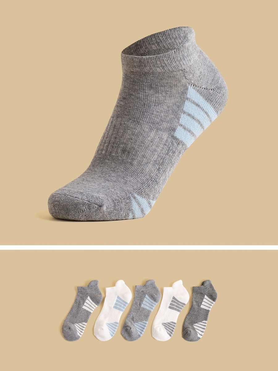 Pack of 5 - Striped Half Terry Sports Socks