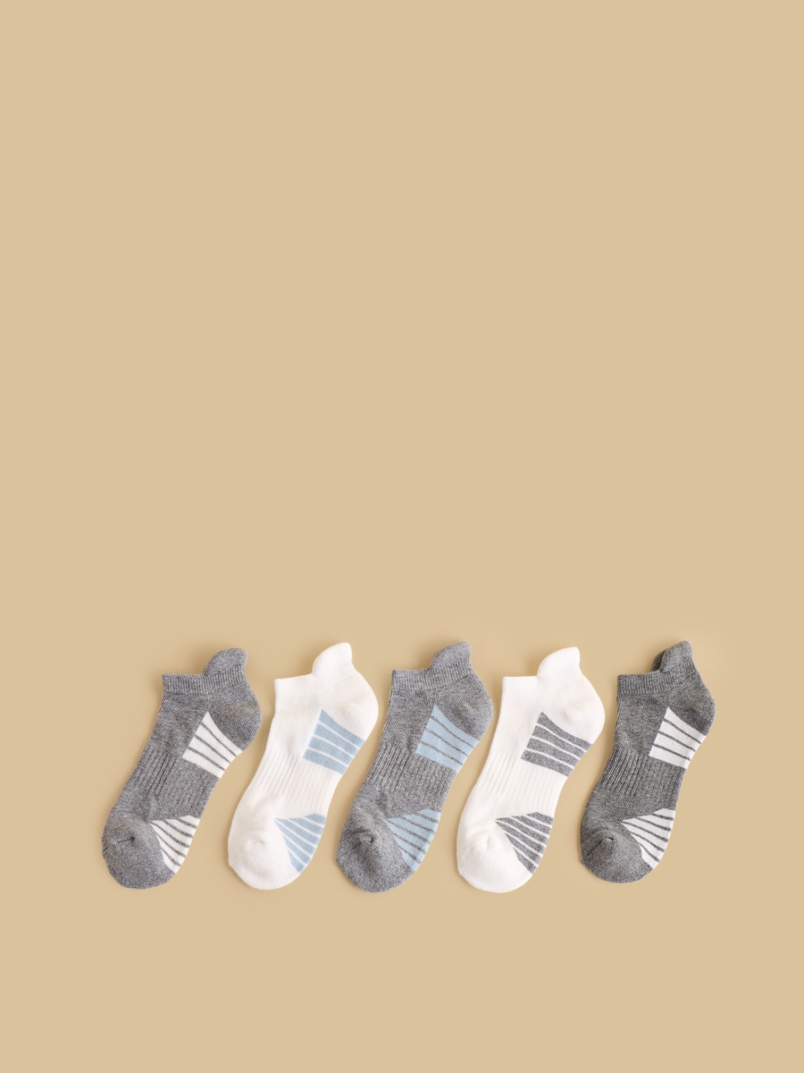 Pack of 5 - Striped Half Terry Sports Socks