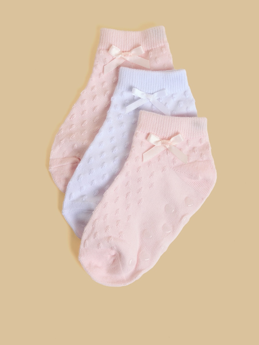 Pack of 3 - Bow Accent Ankle Length Anti-Skid Socks