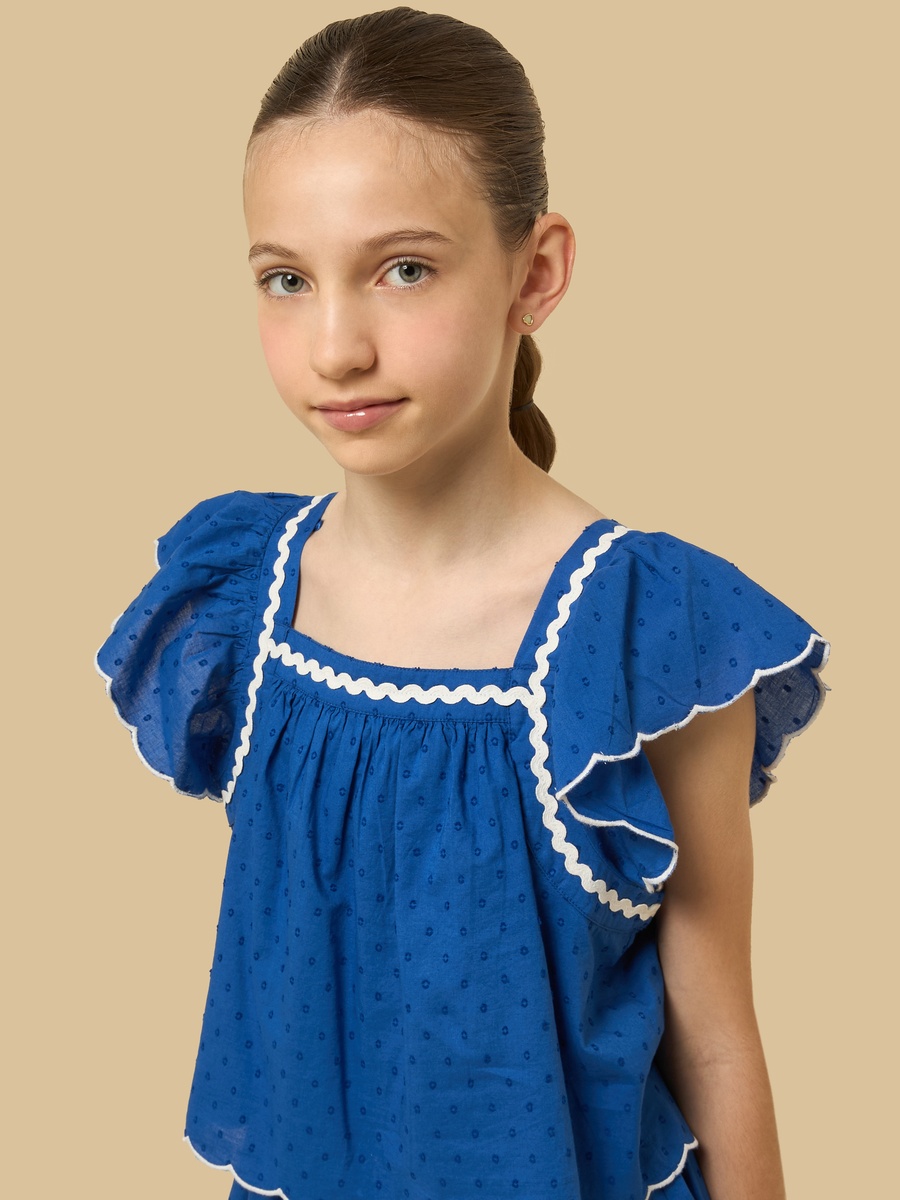 Layered Flutter Sleeves Dress with Rick Rack Detail