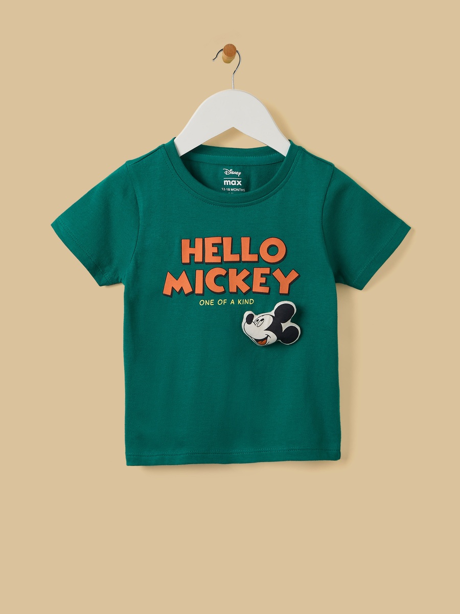 Mickey Mouse Print Cotton T-Shirt and Shorts Set