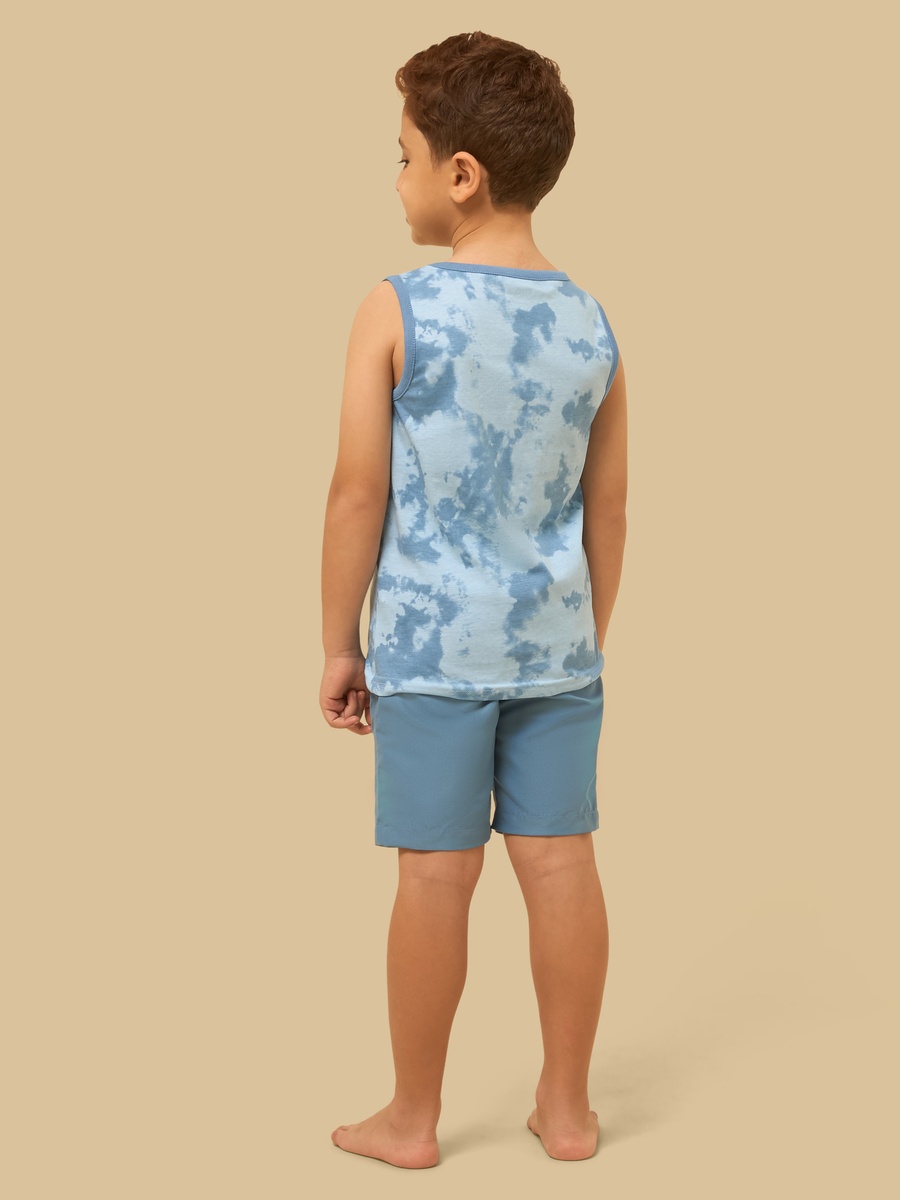 Tie and Dye Sleeveless Swim T-Shirt and Shorts Set