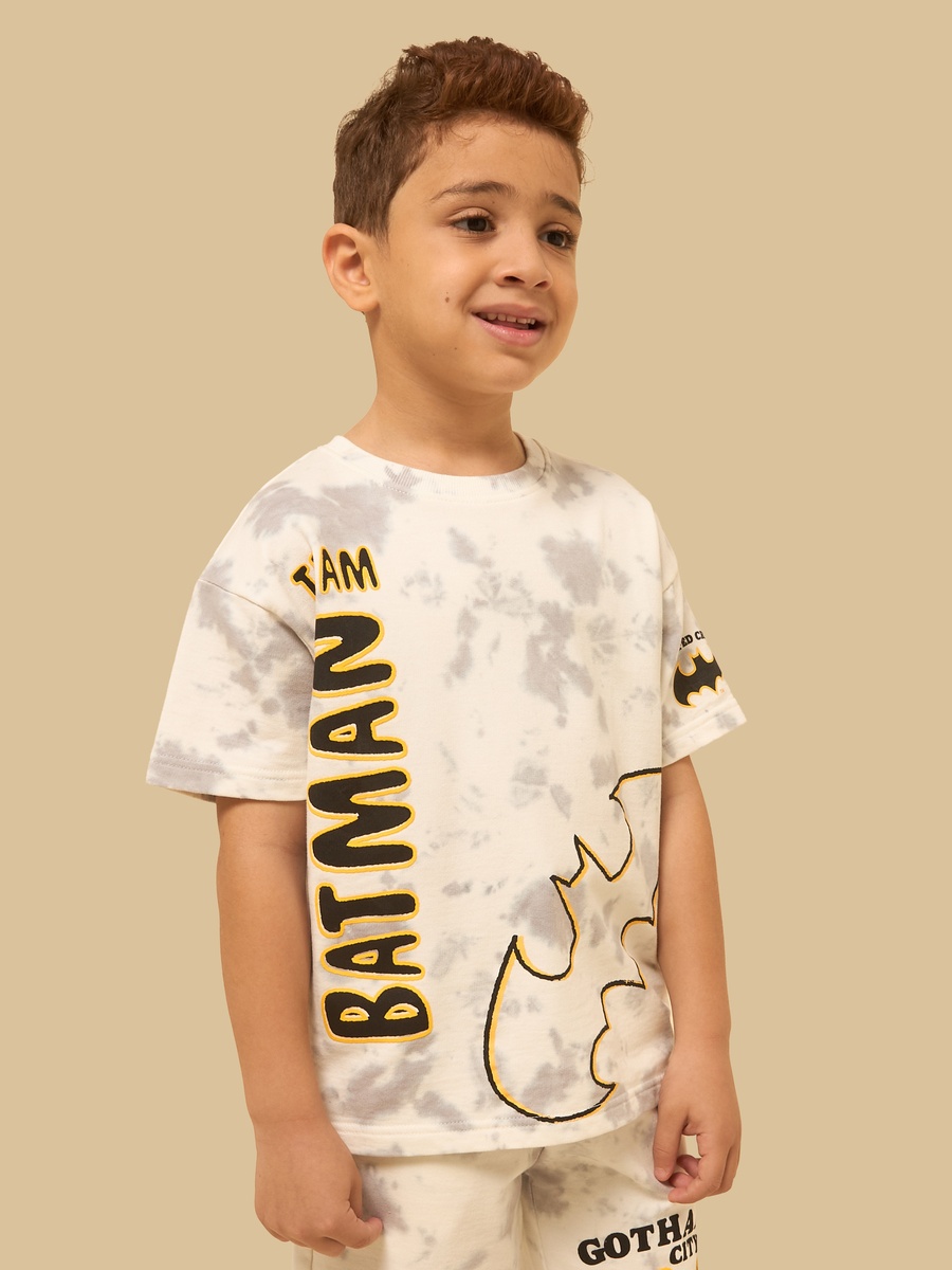Batman Print Cotton T-Shirt and Shorts Set