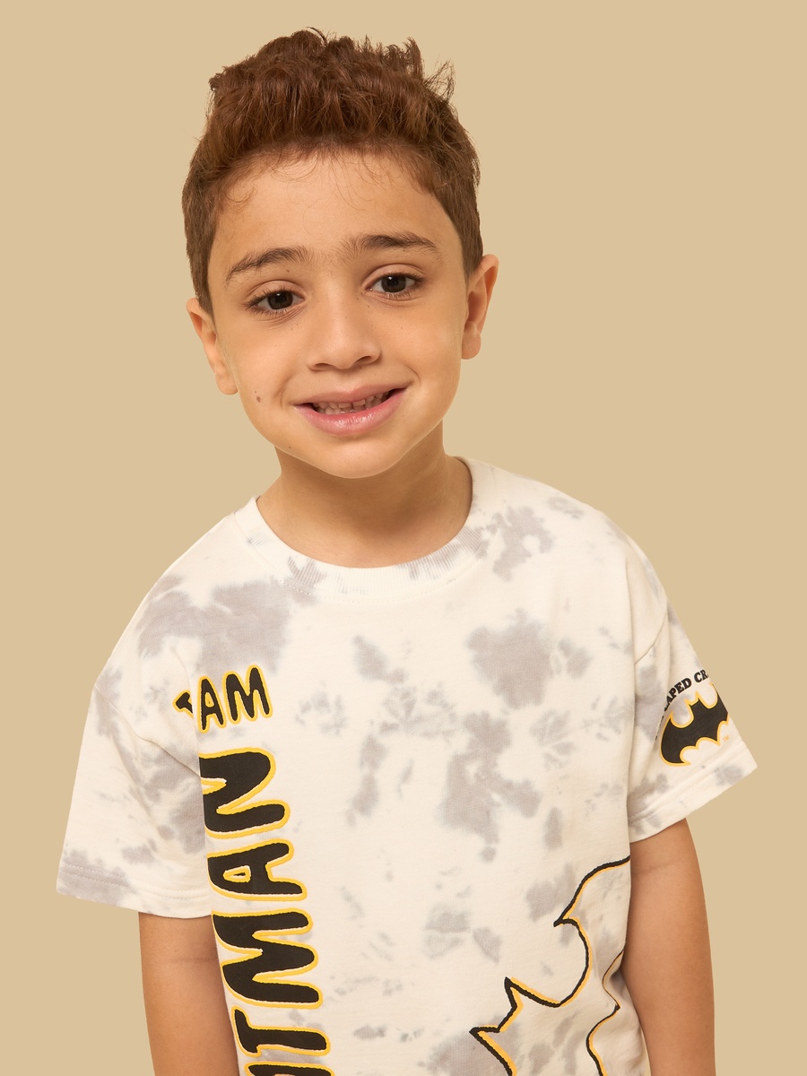 Batman Print Cotton T-Shirt and Shorts Set