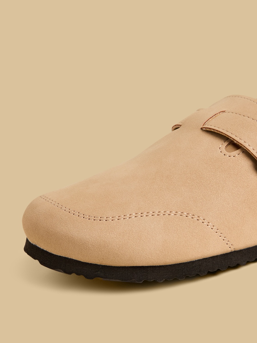 Buckle Detail Clogs with Hook and Loop Closure