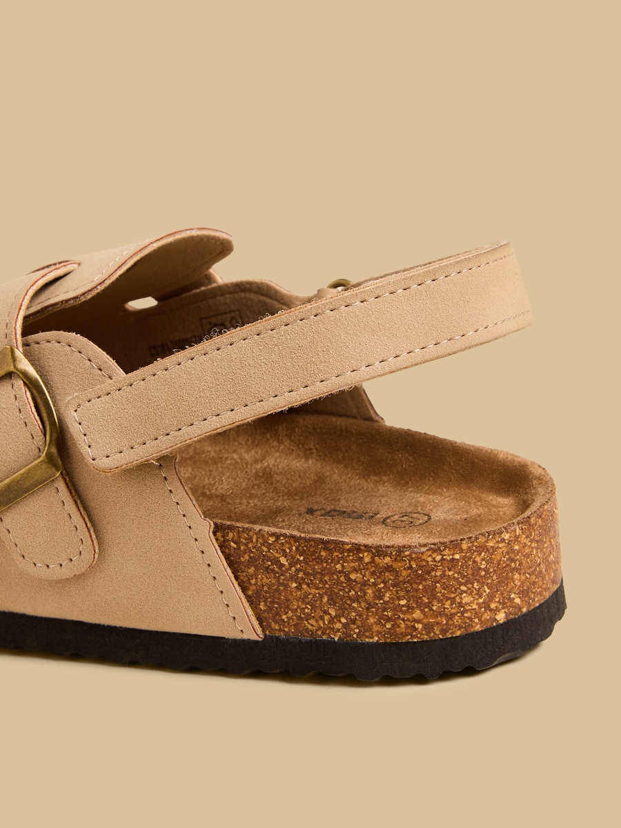 Buckle Detail Clogs with Hook and Loop Closure