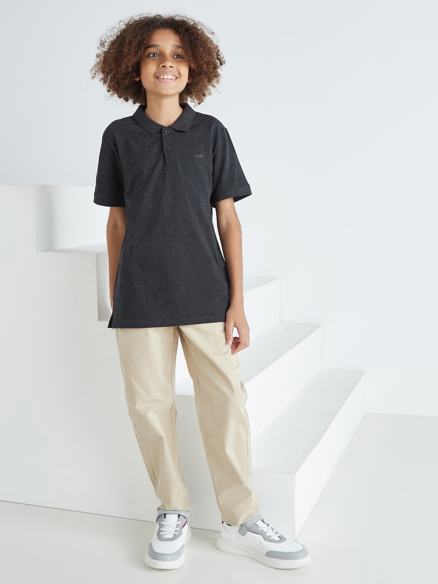 Logo Embroidered BCI Cotton Polo T-Shirt with Short Sleeves