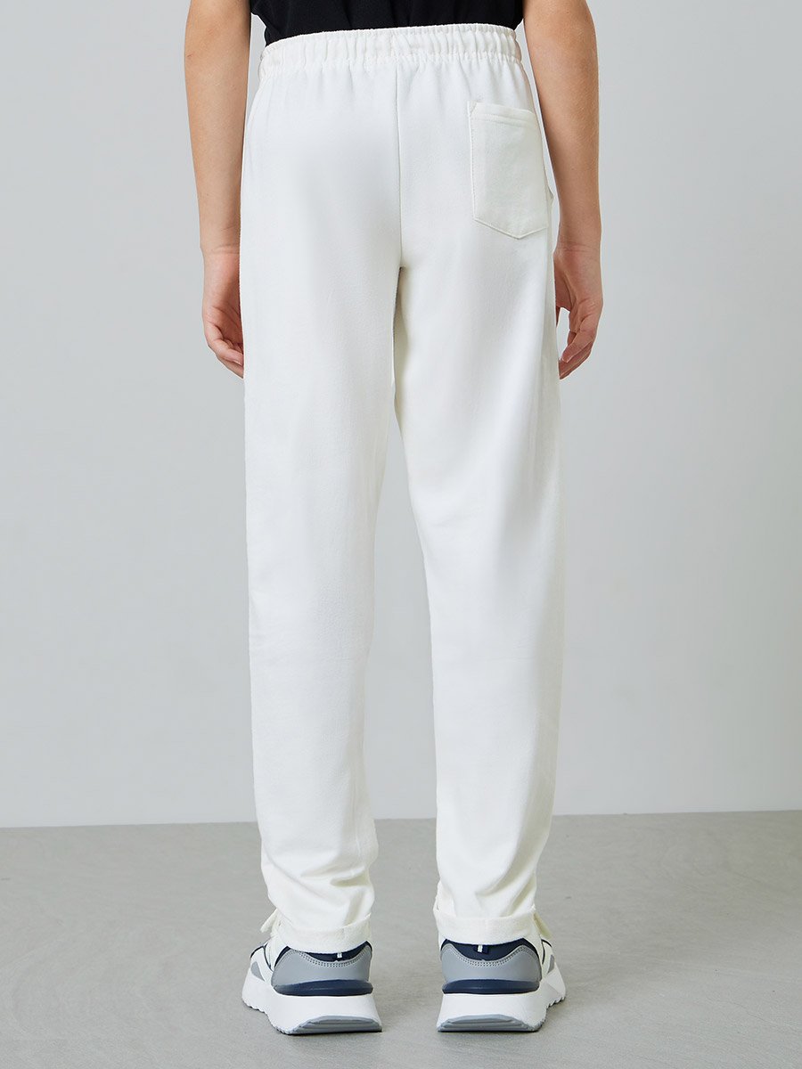 Teen Boys Off White Full Length Drawstring Track Jogger