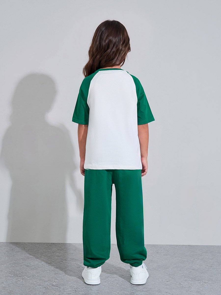 Teen Girls Raglan Sleeve T-Shirt and Cuffed Joggers Set