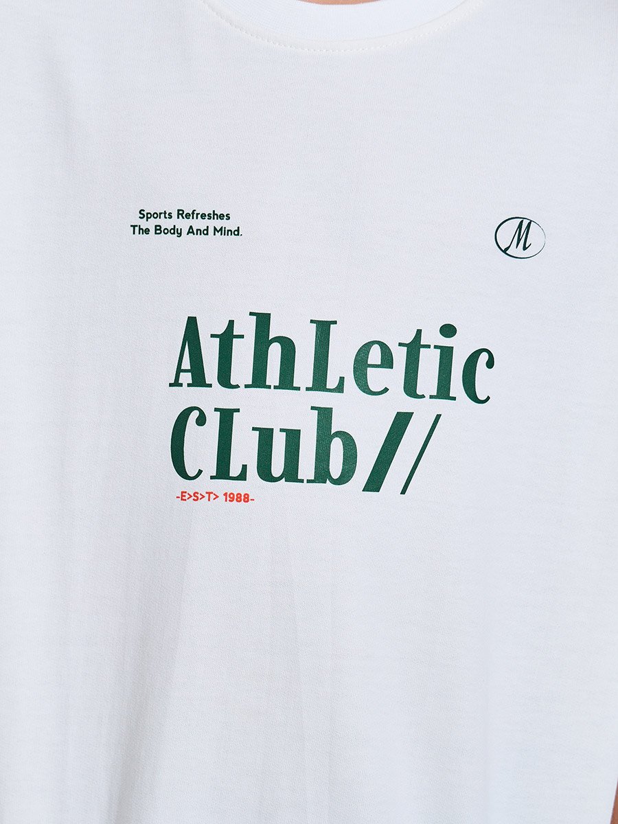 Teen Boys Off White Graphic Print T-Shirt and Green Joggers Set