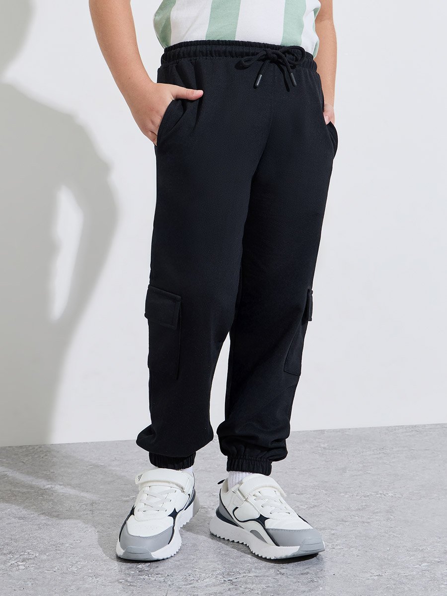 Teen Boys Striped Oversized Polo T-Shirt and Cargo Joggers Set