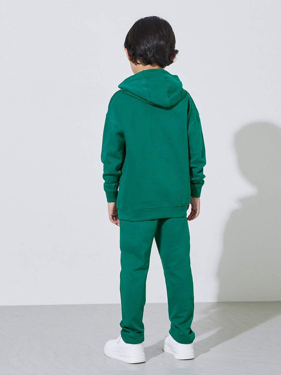 Boys Dark Green Graphic Print Hoodie and Joggers Set