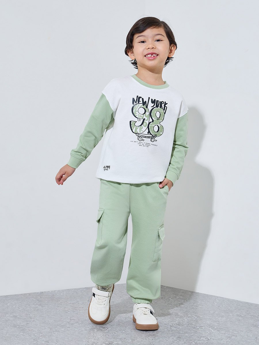 Boys Multi-Color Graphic Print Oversized Sweatshirt and Joggers Set