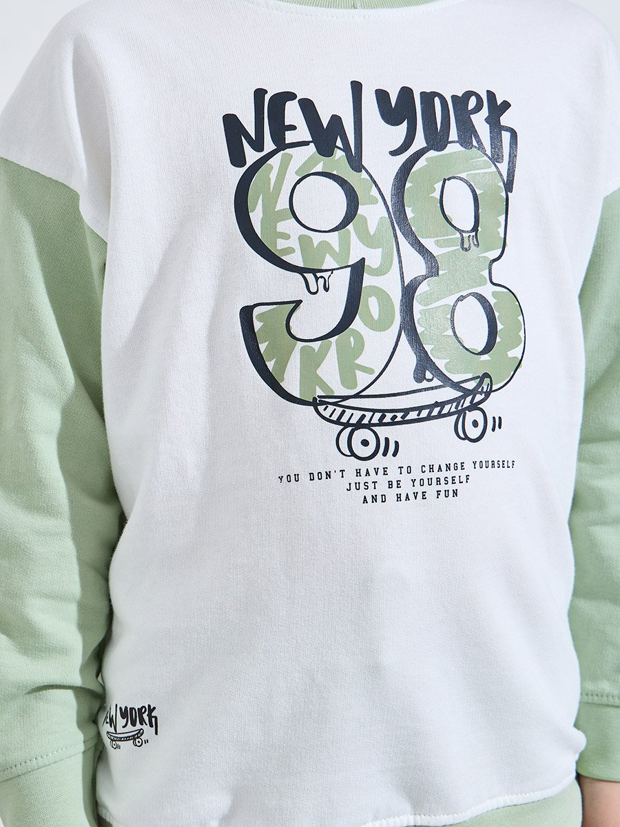 Boys Multi-Color Graphic Print Oversized Sweatshirt and Joggers Set