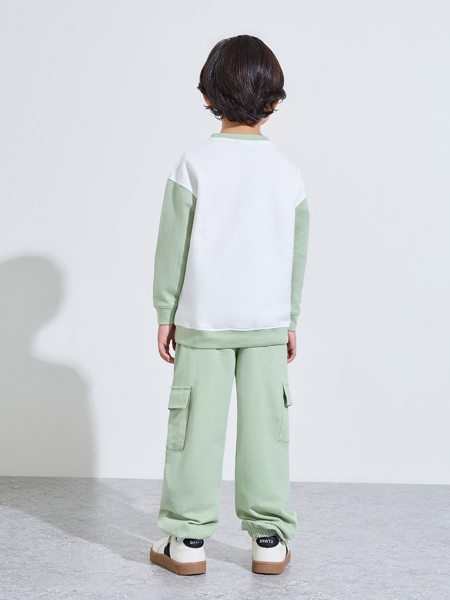 Boys Multi-Color Graphic Print Oversized Sweatshirt and Joggers Set