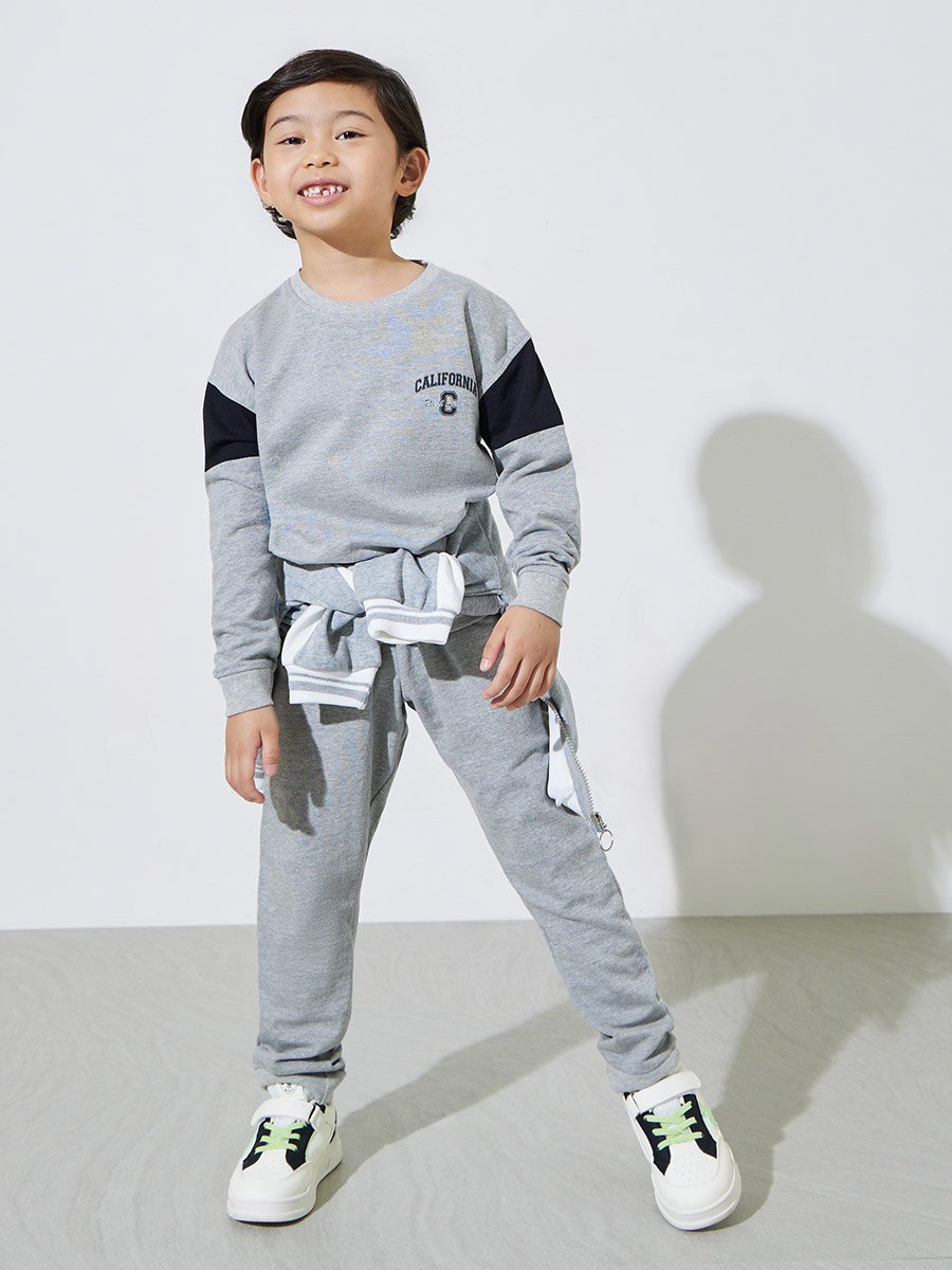 Boys Grey Graphic Print Regular Fit Sweatshirt and Joggers Set