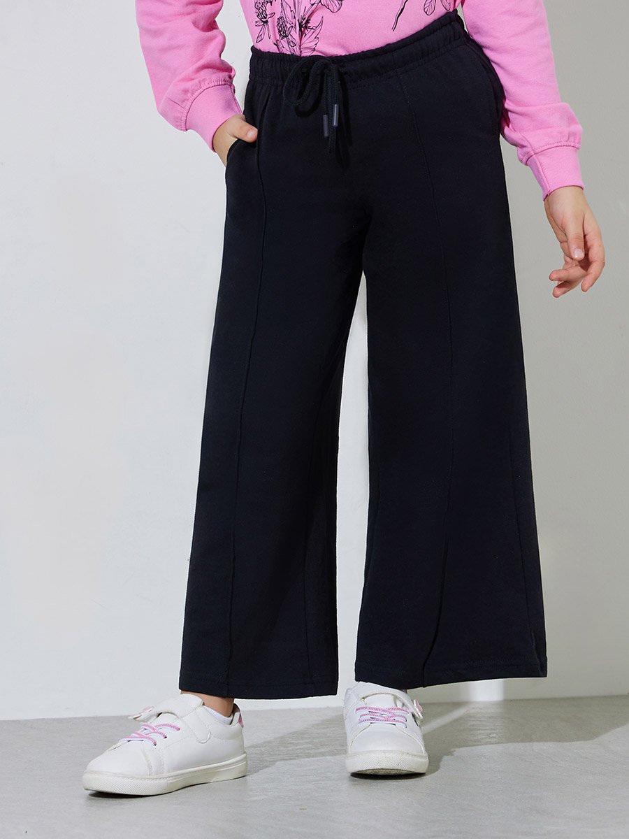 Girls Pink Graphic Print Sweatshirt and Black Joggers Set