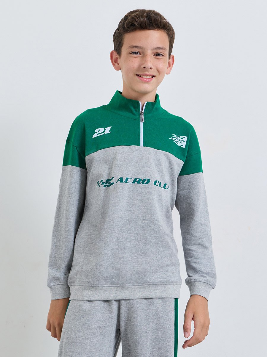 Teen Boys Regular Fit Half-Zip Sweatshirt and Joggers Set
