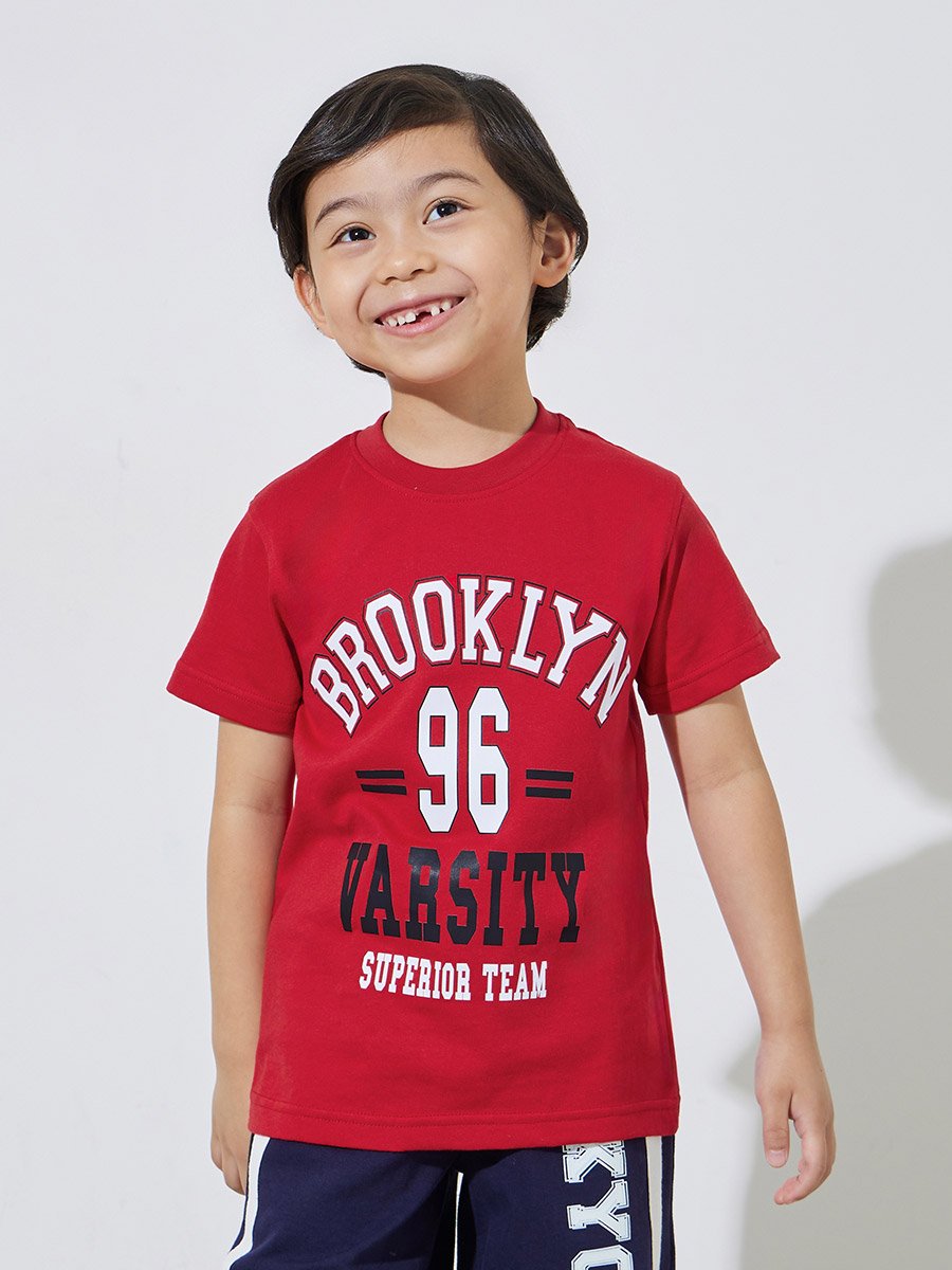 Boys Red Graphic Print Regular Fit T-Shirt