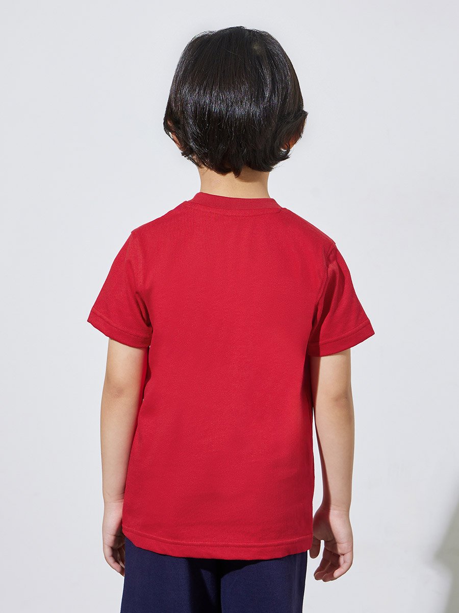 Boys Red Graphic Print Regular Fit T-Shirt