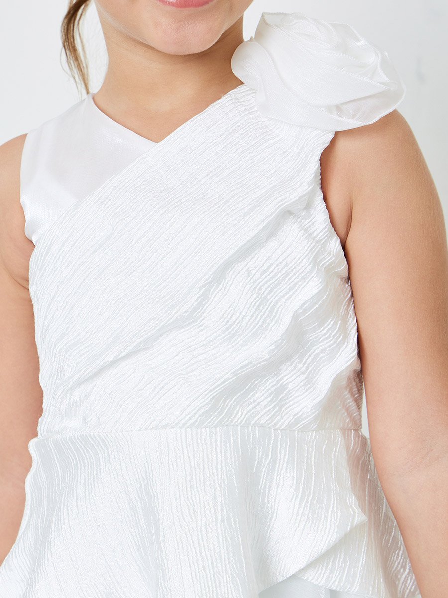 Girls Textured Frill Peplum Dress