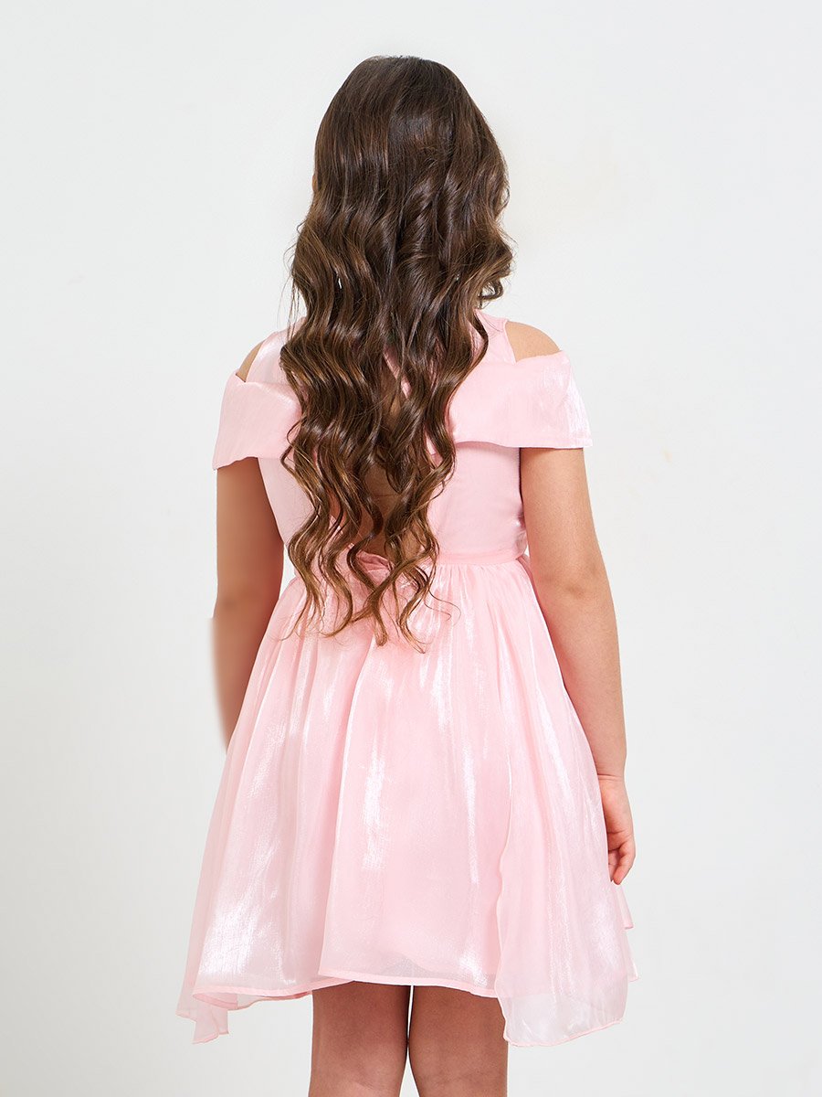 Girls Light Pink A-Line Knee-Length Dress