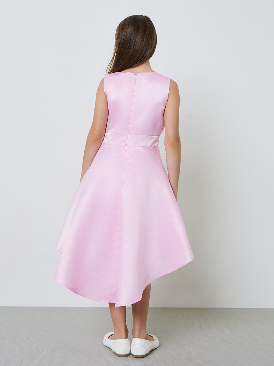 Girls Fold Pleat Embellished Waist Dress