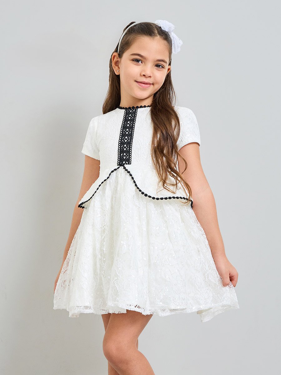 White A-Line Knee-Length Dress