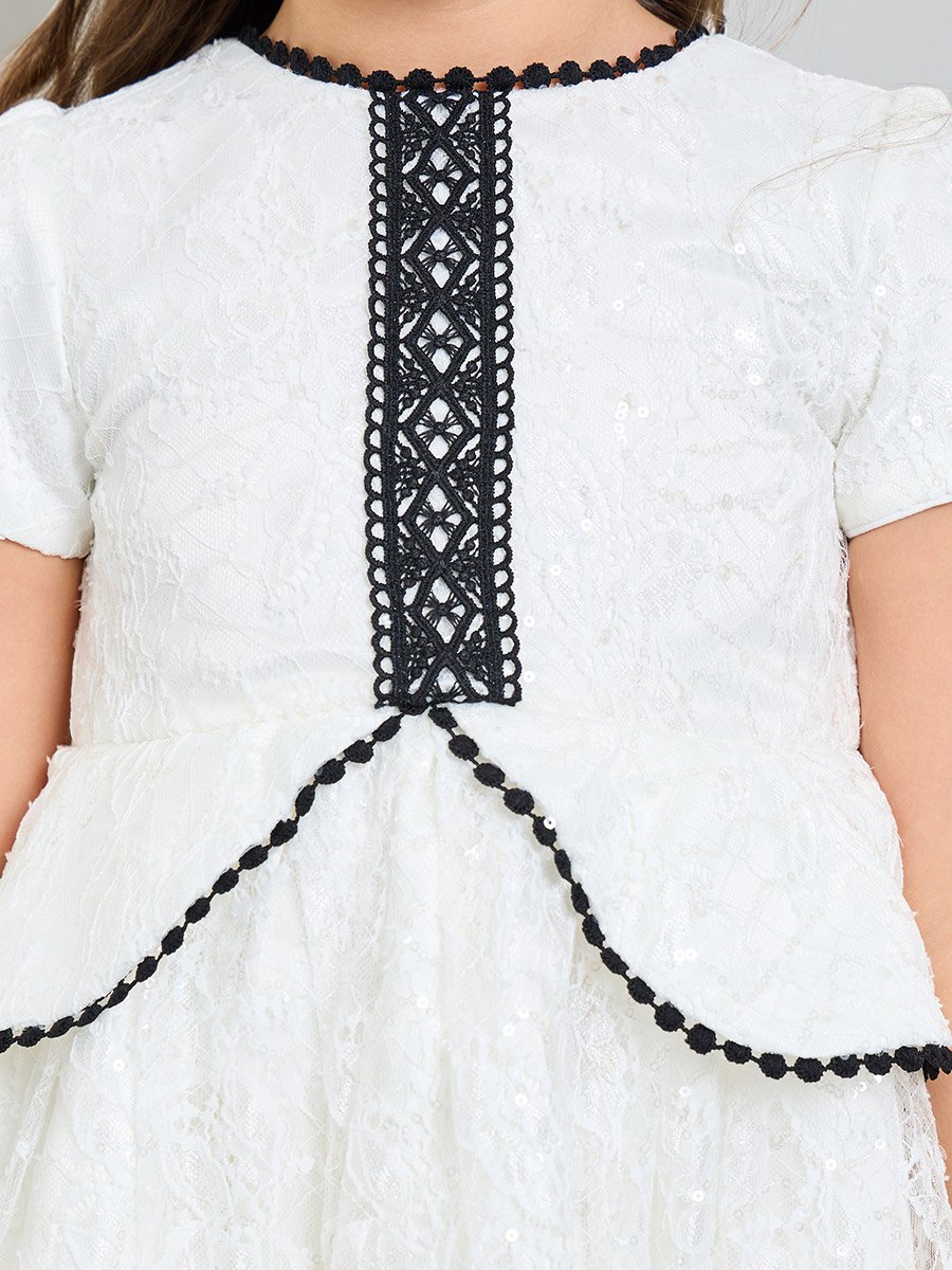 White A-Line Knee-Length Dress