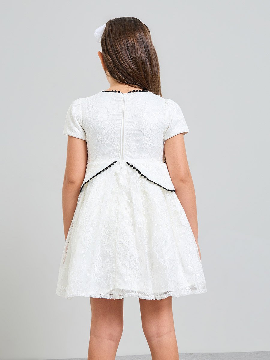 White A-Line Knee-Length Dress