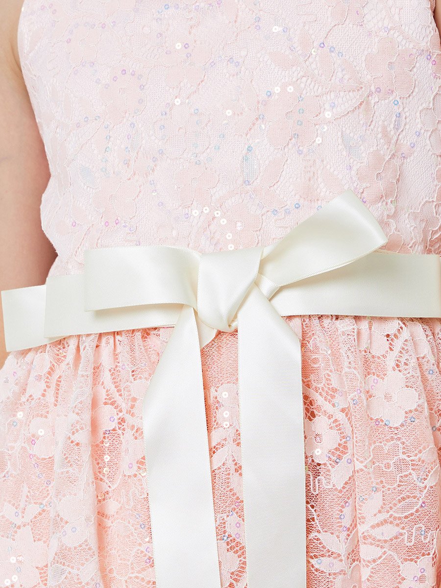 Teen Girls Light Pink Lace A-Line Dress