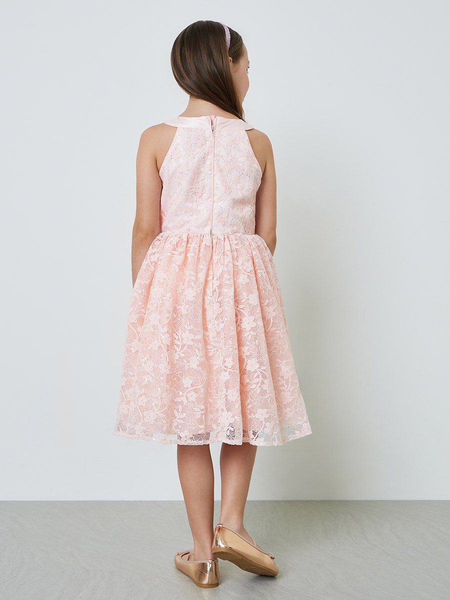 Teen Girls Light Pink Lace A-Line Dress