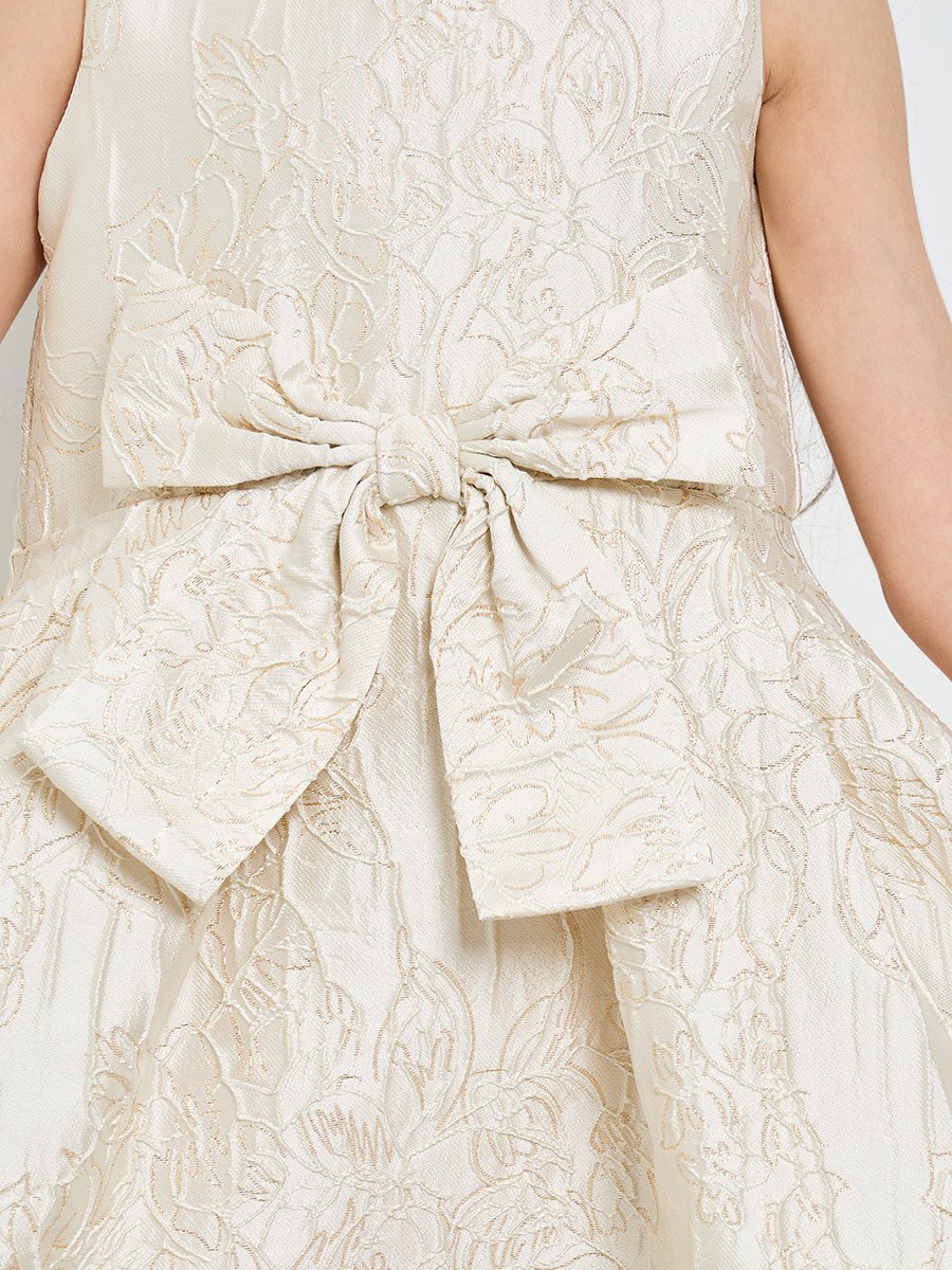 Girls Jacquard Dress with Bow Detail