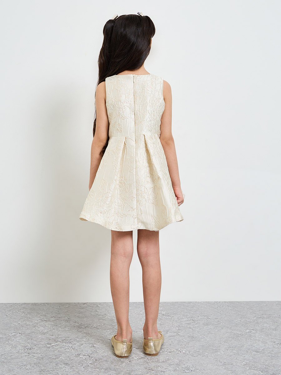 Girls Jacquard Dress with Bow Detail
