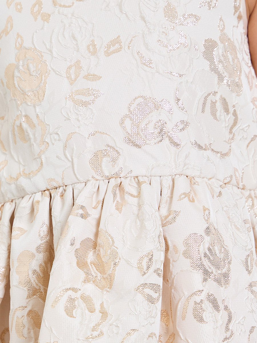 Girls Beige A-Line Knee-Length Dress