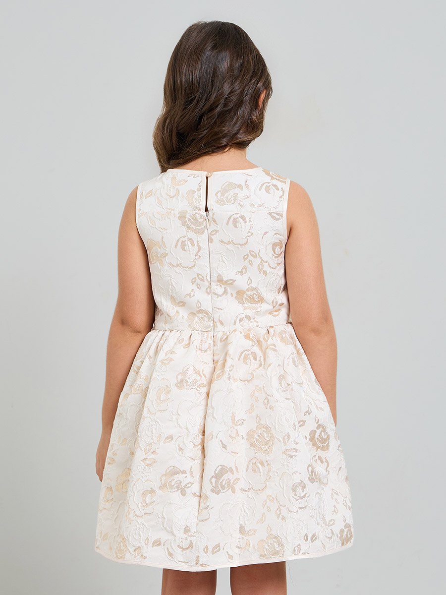 Girls Beige A-Line Knee-Length Dress