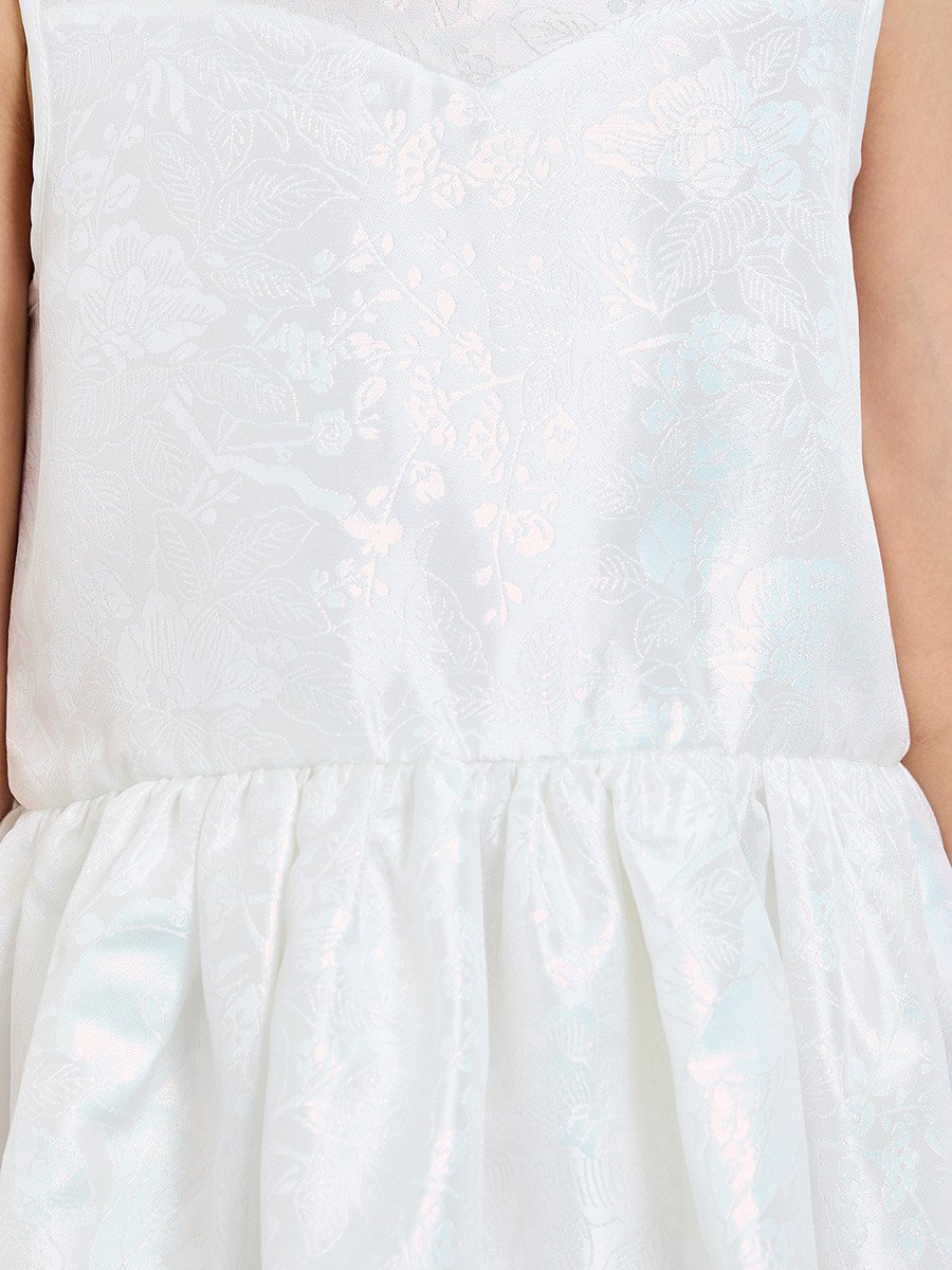 Girls White Sleeveless A-Line Dress