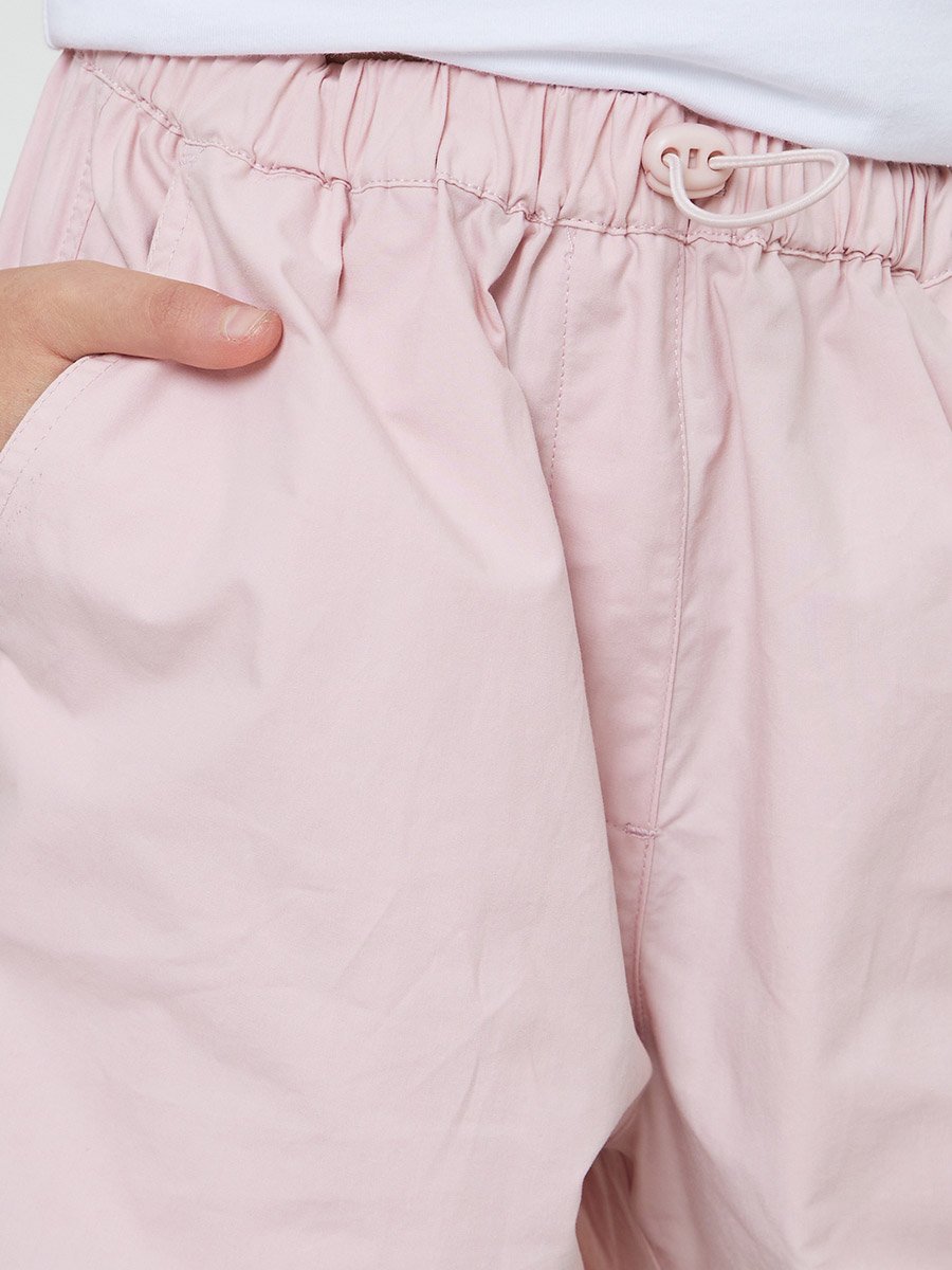 Girls Light Pink Cotton Woven Casual Trousers
