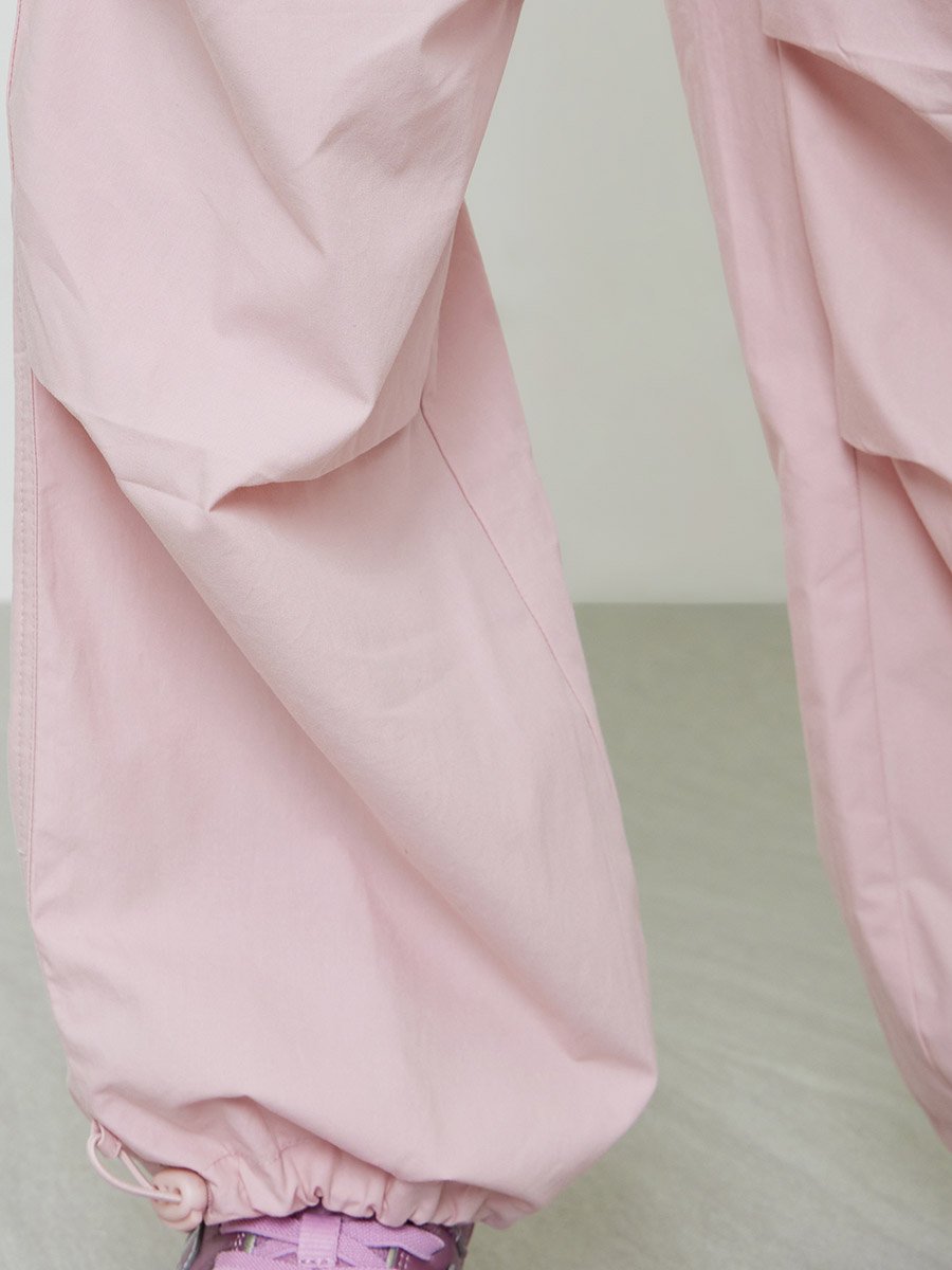 Girls Light Pink Cotton Woven Casual Trousers