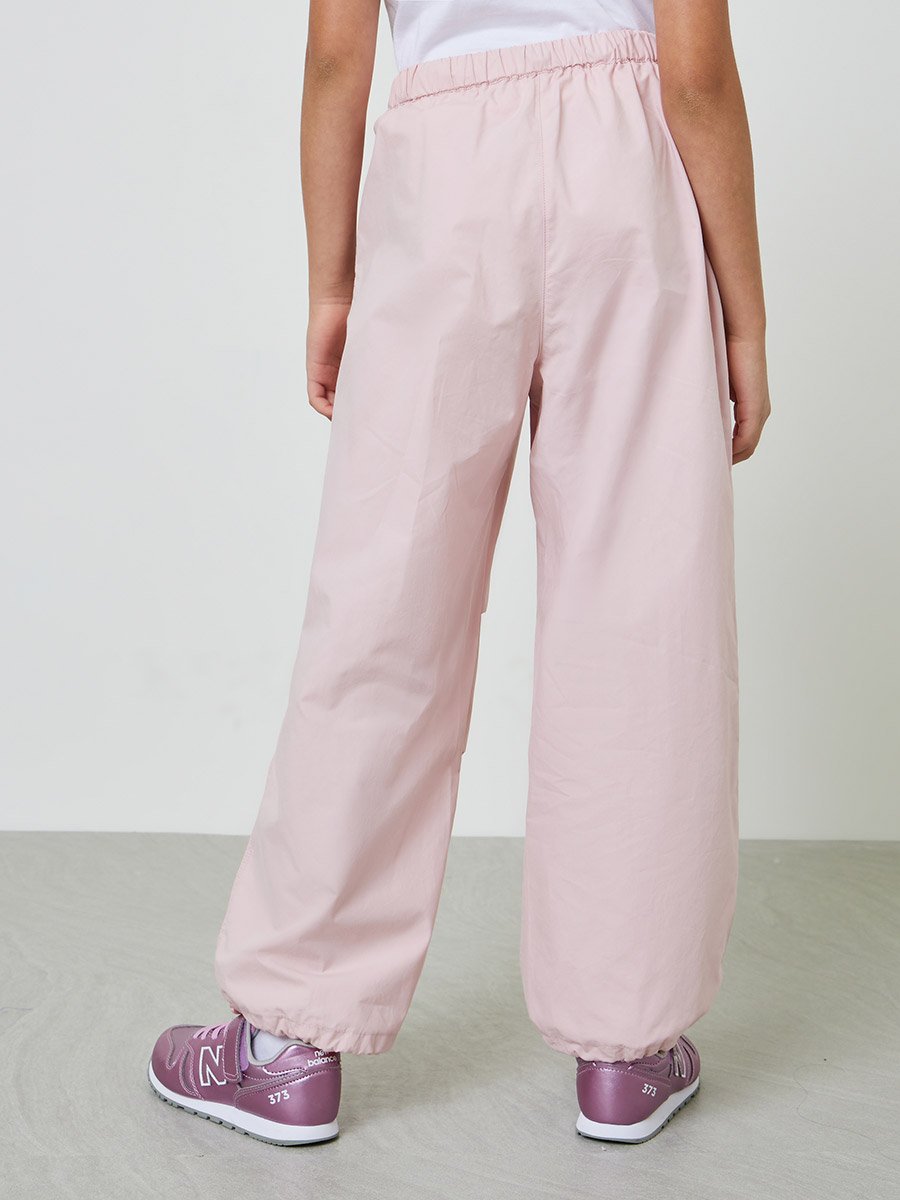 Girls Light Pink Cotton Woven Casual Trousers