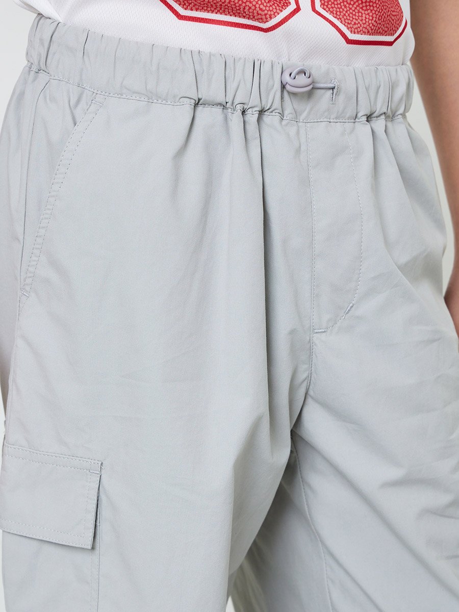 Boys Grey Elastic Waist Cargo Pants